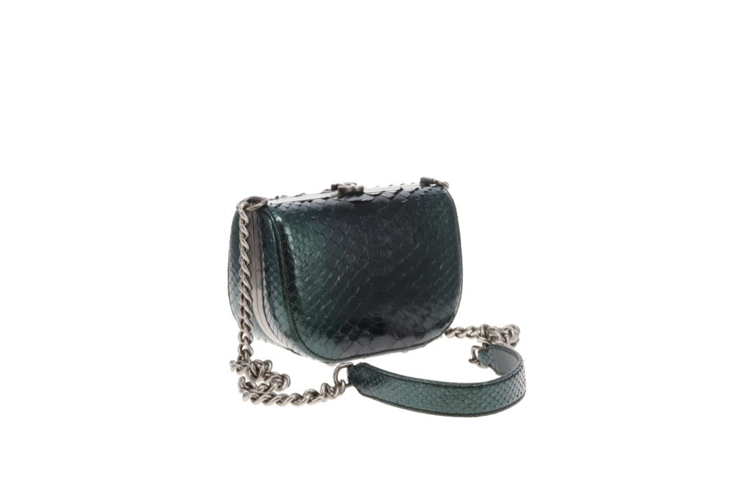 Chanel Python Dark Emerald Box Bag 2013 Rare Luxe Ligne