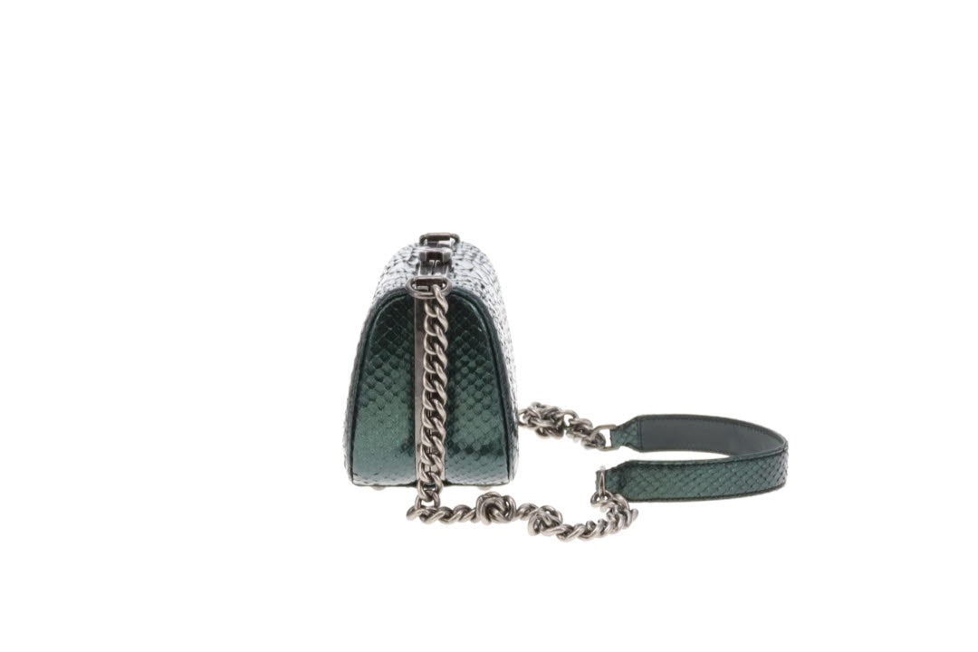 Chanel Python Dark Emerald Box Bag 2013 Rare Luxe Ligne