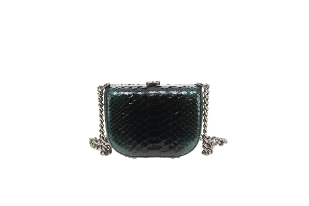 Chanel Python Dark Emerald Box Bag 2013 Rare Luxe Ligne