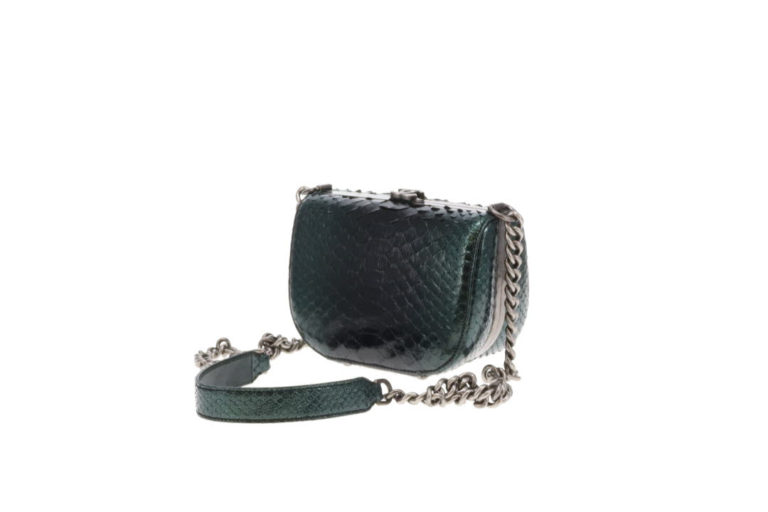 Chanel Python Dark Emerald Box Bag 2013 Rare Luxe Ligne