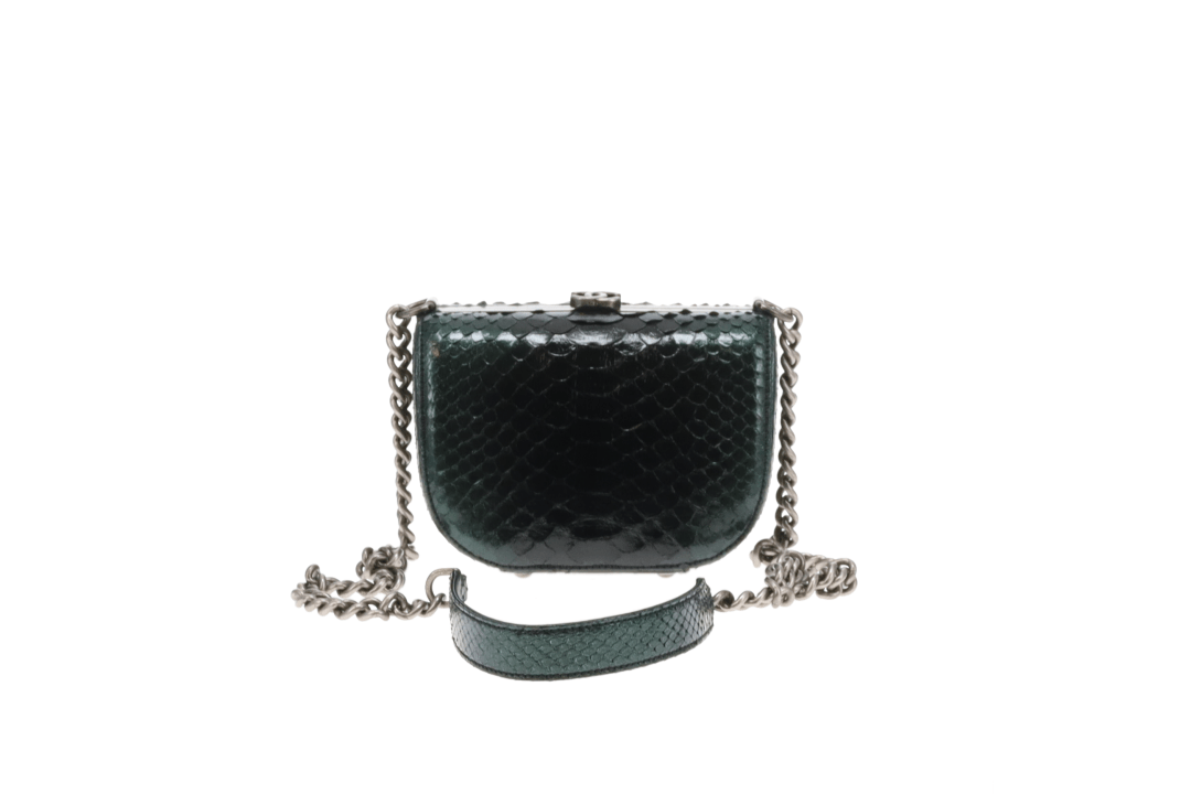 Chanel Python Dark Emerald Box Bag 2013 Rare Luxe Ligne