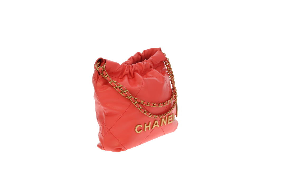 Chanel 22 Mini Coral Pink Leather Shiny Calfskin GHW