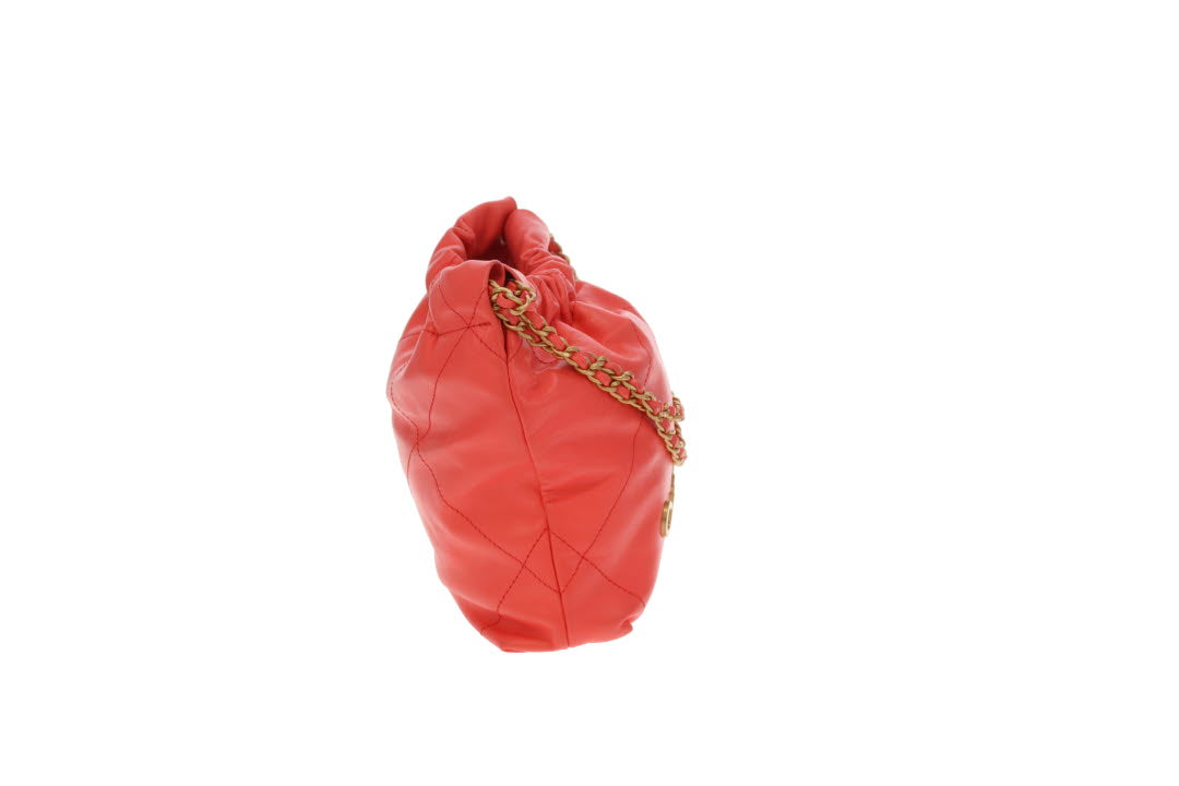 Chanel 22 Mini Coral Pink Leather Shiny Calfskin GHW