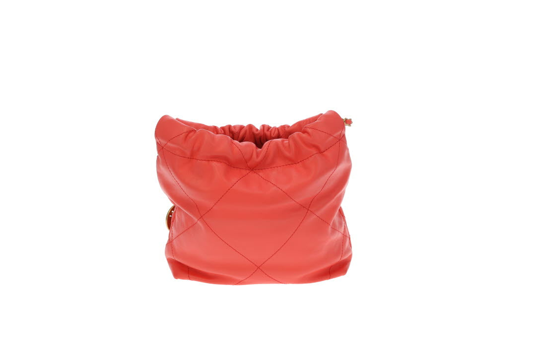 Chanel 22 Mini Coral Pink Leather Shiny Calfskin GHW