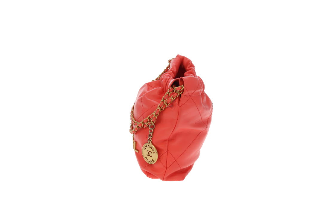 Chanel 22 Mini Coral Pink Leather Shiny Calfskin GHW