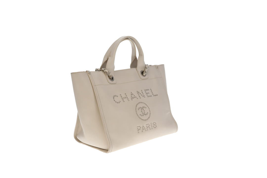 Chanel Deauville Tote Bag Small Cream Caviar 2018