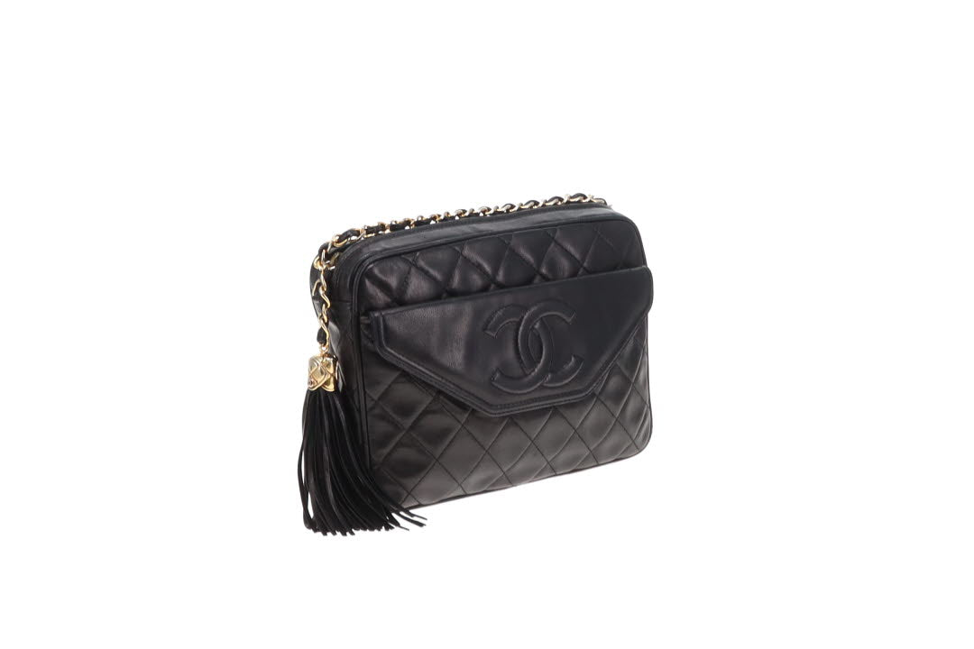 Chanel Front Pocket Camera Bag Black Lambskin 1989/91