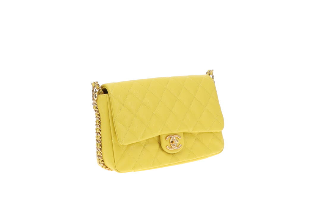 Chanel CC You Flap Bag Lime Caviar GHW (NFID)