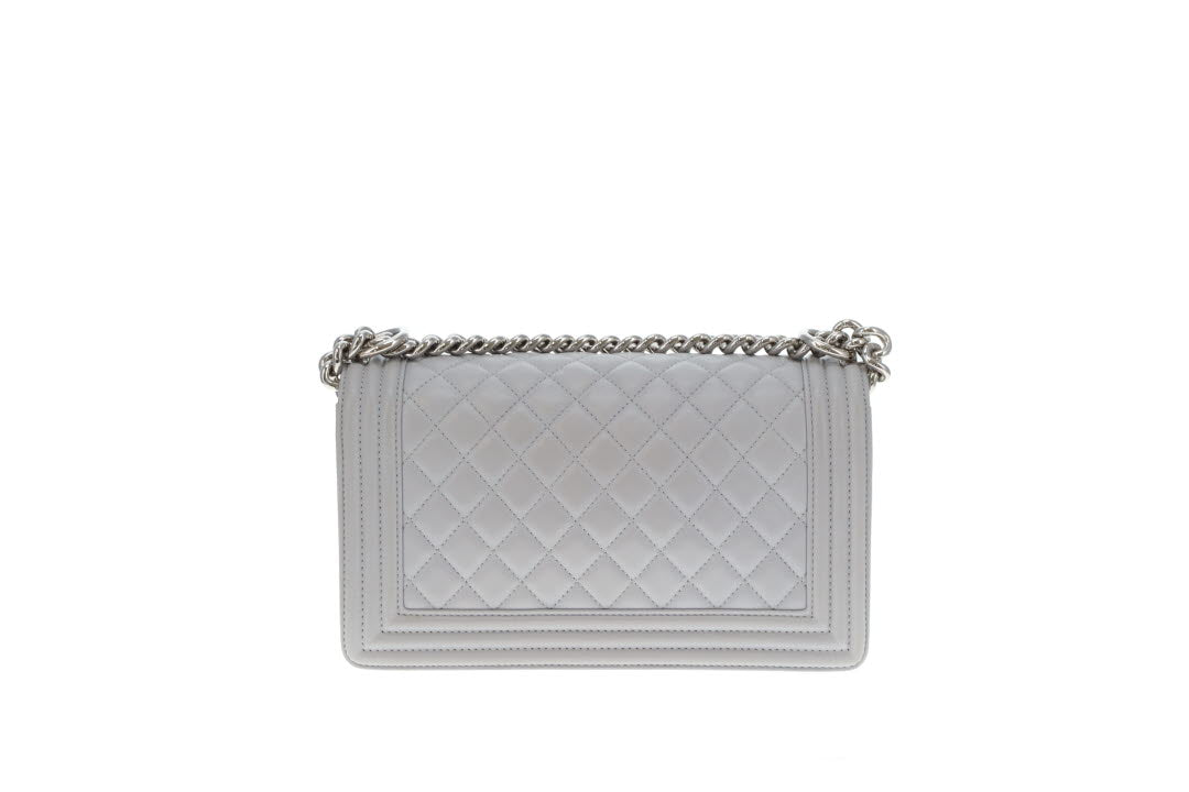 Chanel Boy Bag New Medium Grey Lambskin SHW 2017/18