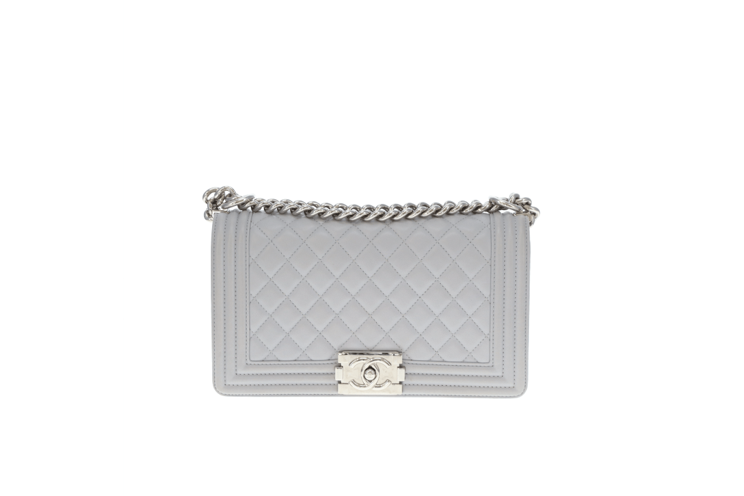 Chanel Boy Bag New Medium Grey Lambskin SHW 2017/18