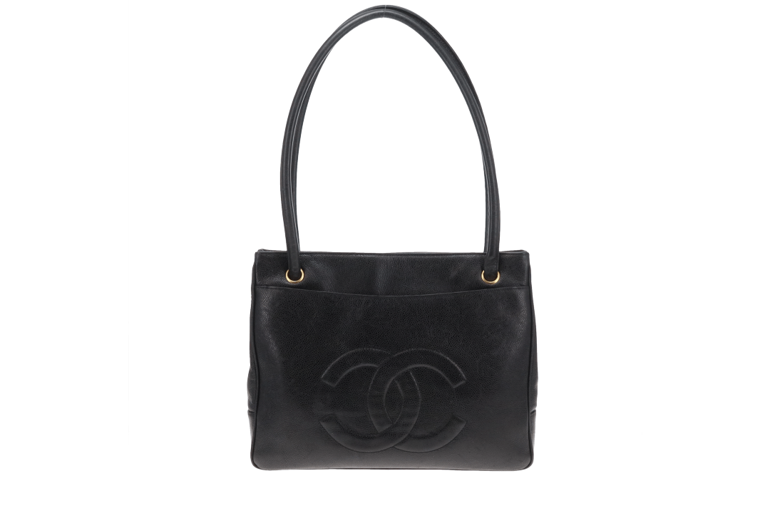 Chanel Coco Mark Shoulder Bag Vintage Black Caviar