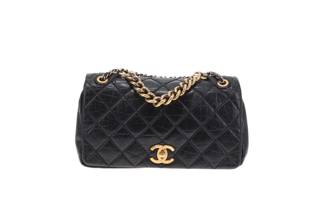 Chanel Pondichery Flap Bag Black Calfskin GHW 2012