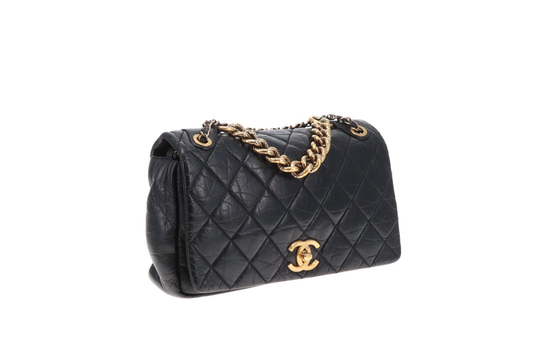Chanel Pondichery Flap Bag Black Calfskin GHW 2012