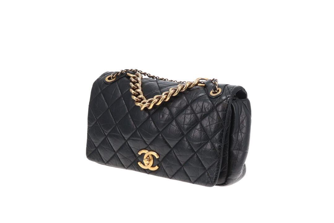 Chanel Pondichery Flap Bag Black Calfskin GHW 2012