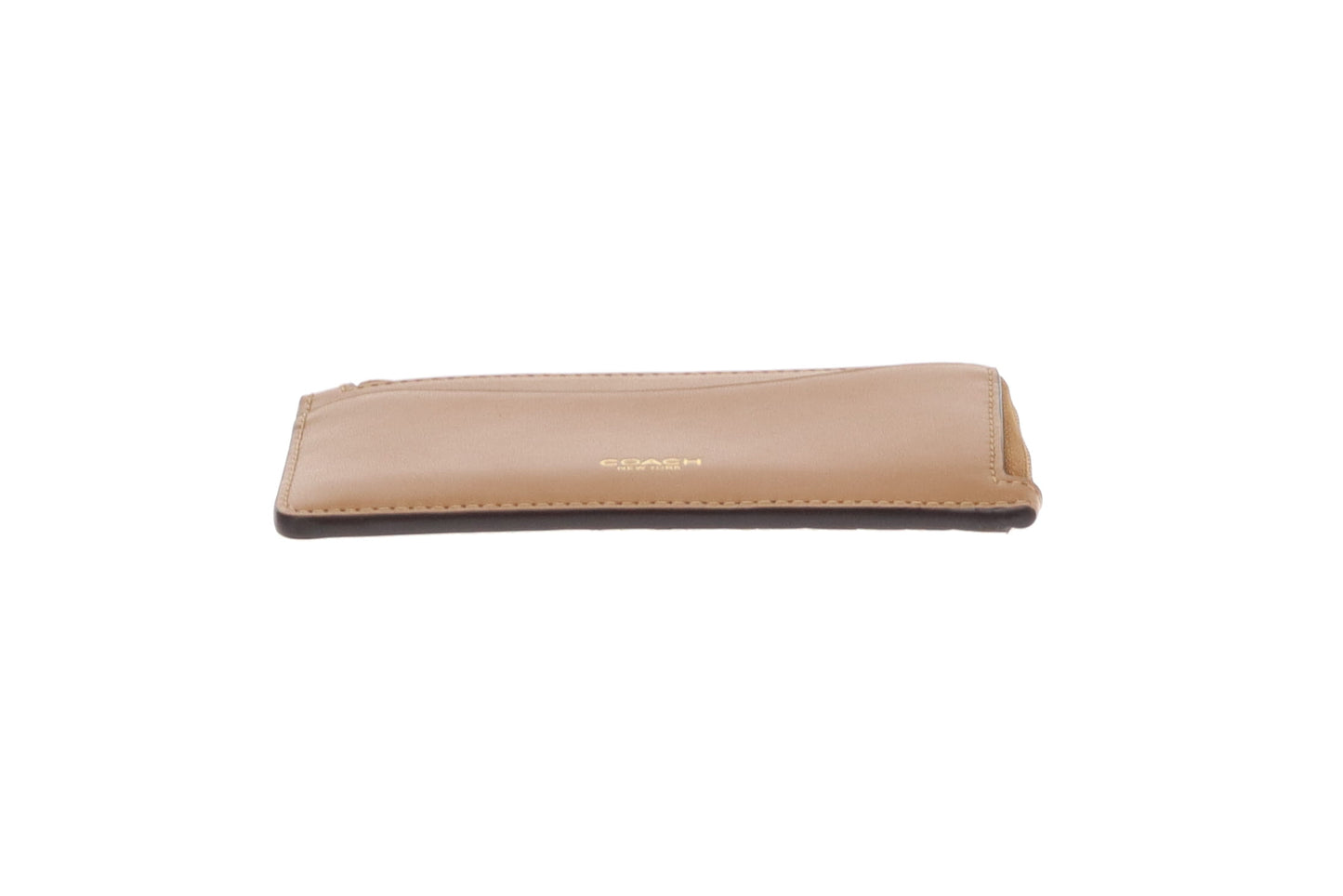 Coach New York Zip Card Case Honey Brown Leather
