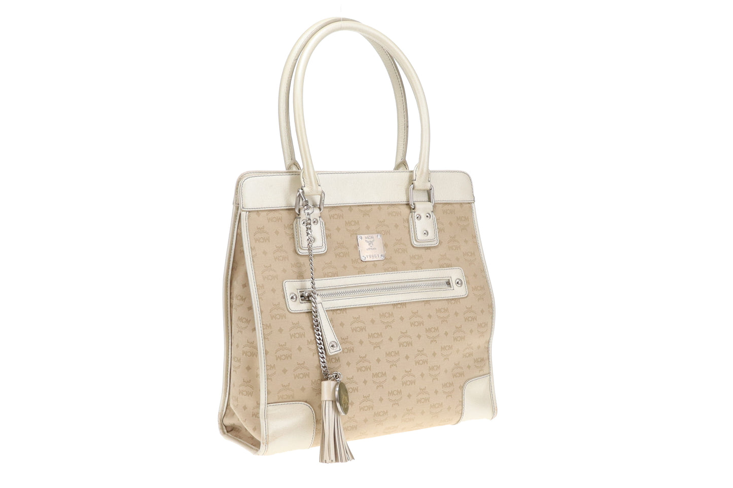 MCM Gold Leather & Canvas Tassel Tote
