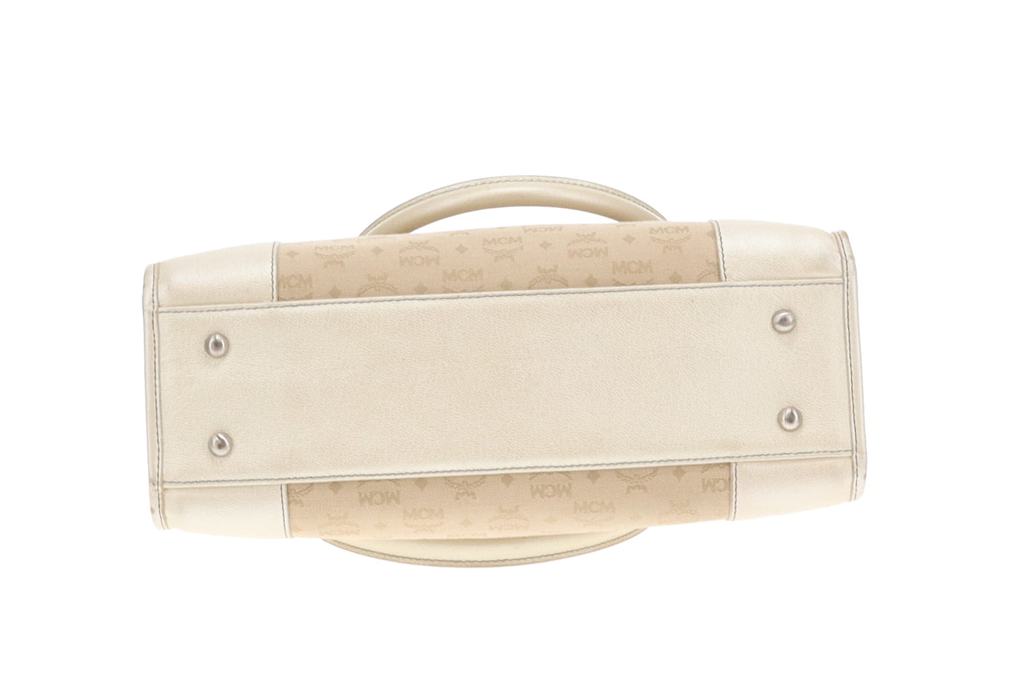 MCM Gold Leather & Canvas Tassel Tote