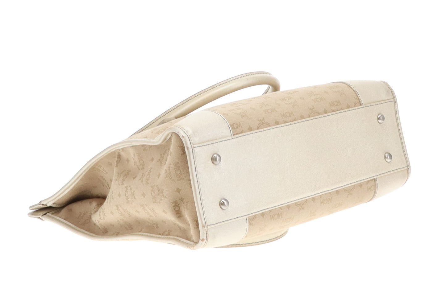 MCM Gold Leather & Canvas Tassel Tote