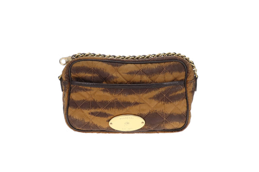 Mulberry Rosie Zipped Satchel Camera Bag in Tiger Print Oak Quilted Nylon & Calfskin