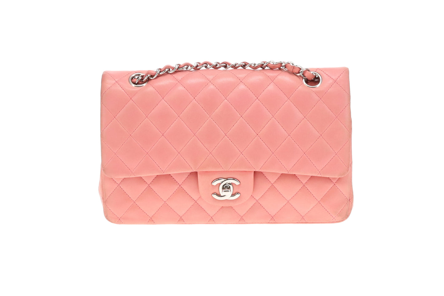 Chanel Classic Double Flap Bag Medium Soft Pink Lambskin 2012