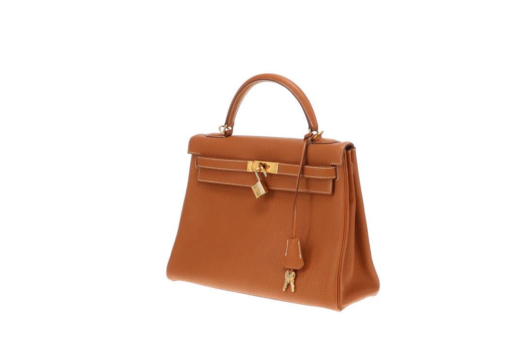 Hermes Kelly 32 In Gold Togo Leather 2003 Vintage