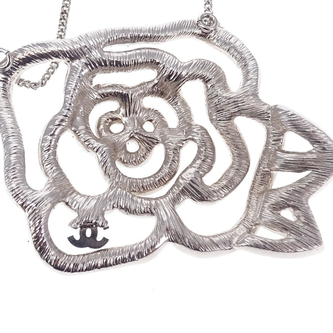 Chanel Camelia Strass Detail Large Pendant On Short Chain Necklace 2007P