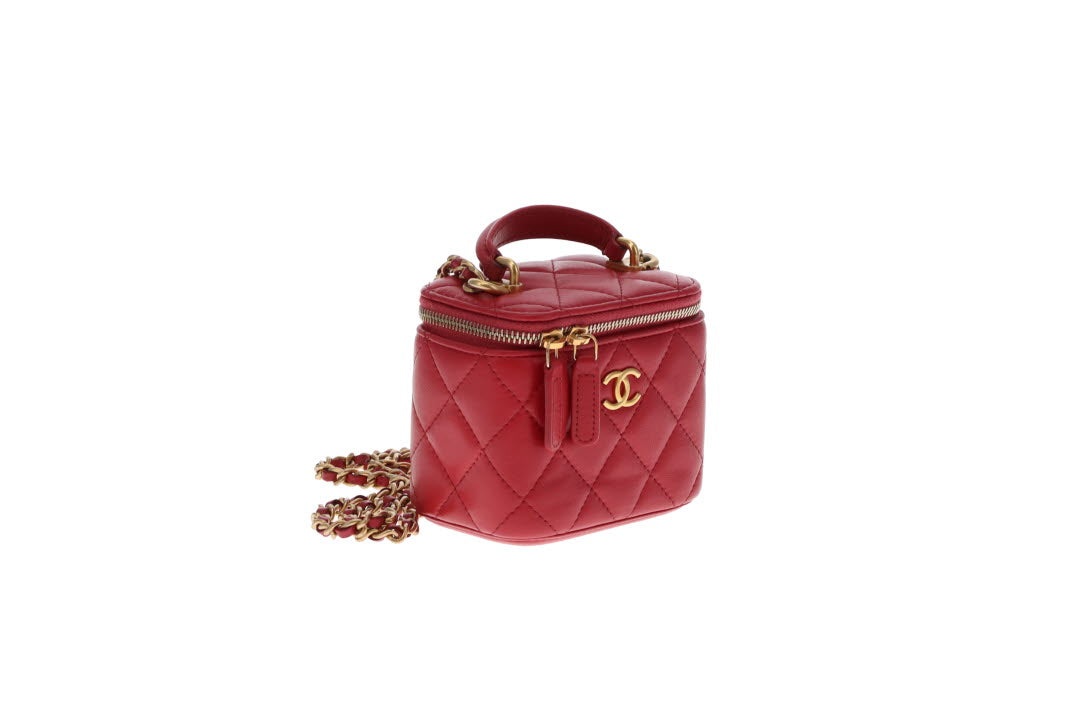 Chanel Top Handle Vanity Mini Raspberry GHW 2021