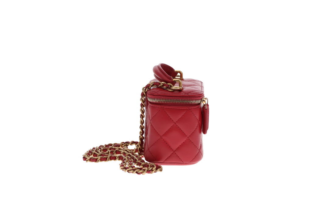 Chanel Top Handle Vanity Mini Raspberry GHW 2021