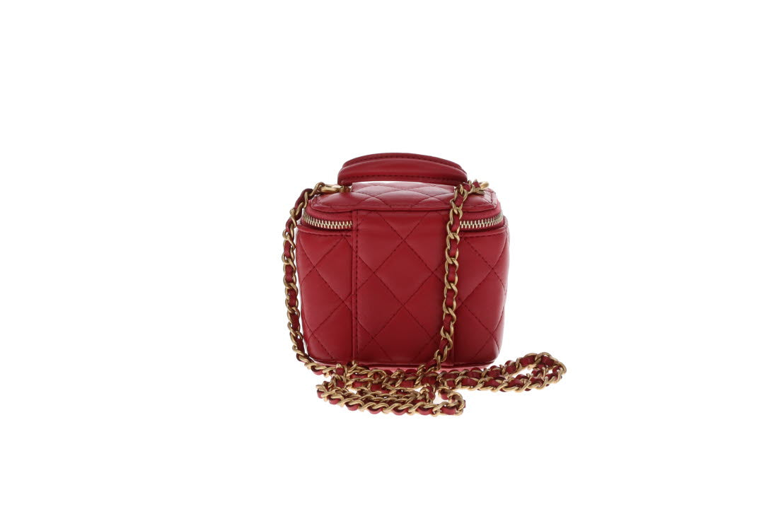 Chanel Top Handle Vanity Mini Raspberry GHW 2021