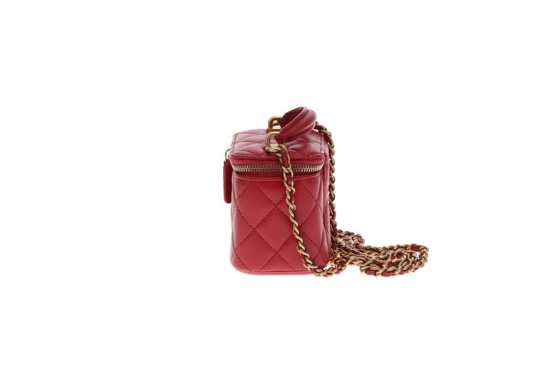 Chanel Top Handle Vanity Mini Raspberry GHW 2021
