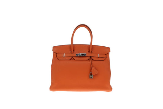 Hermes Birkin 35 Orange Clemence PHW 2012