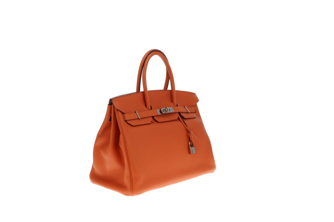 Hermes Birkin 35 Orange Clemence PHW 2012