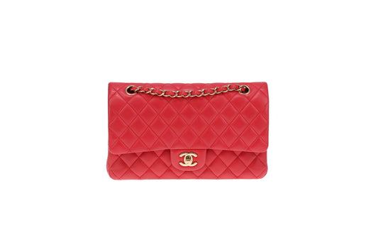 Chanel Classic Double Flap Medium Raspberry Lambskin GHW 2018