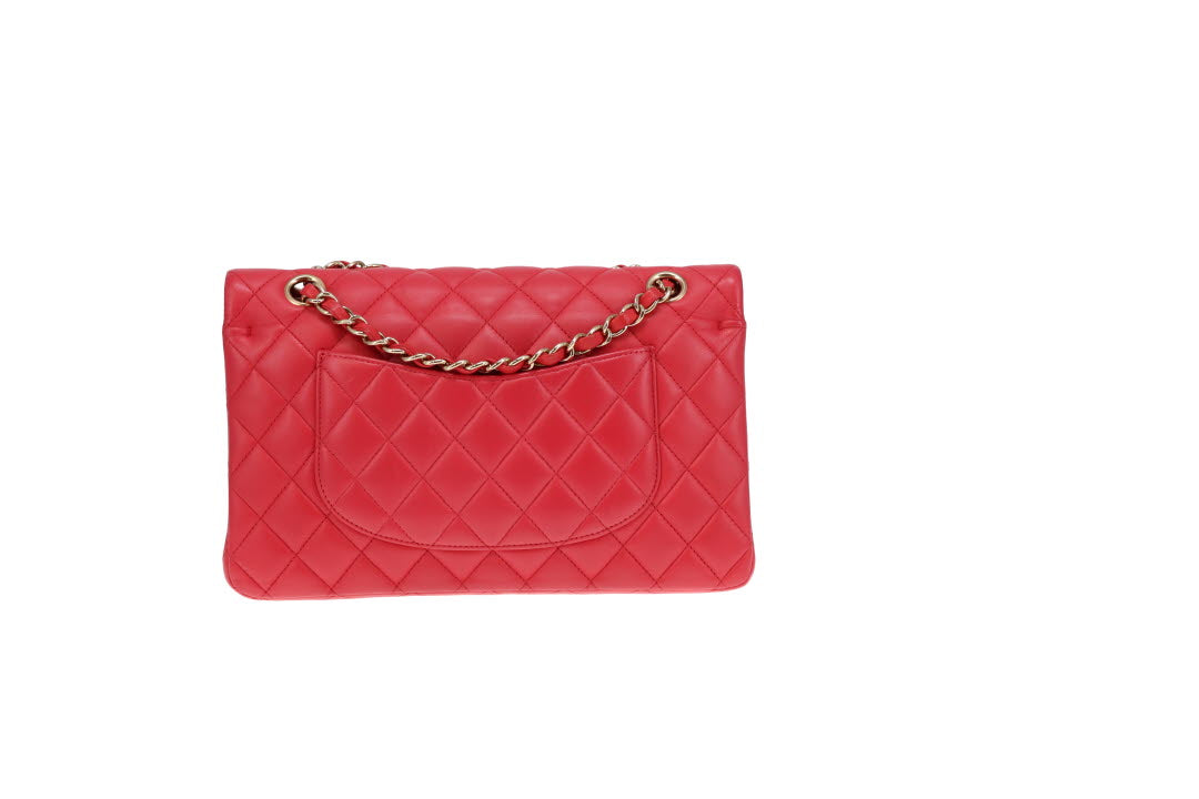 Chanel Classic Double Flap Medium Raspberry Lambskin GHW 2018