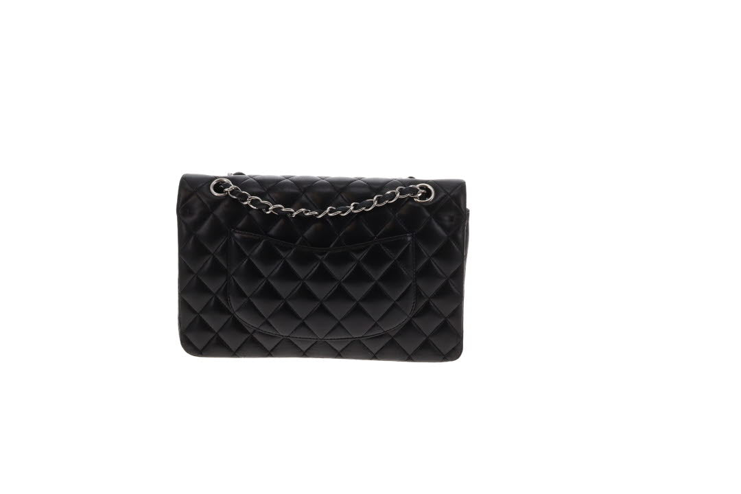 Chanel Classic Double Flap Lambskin Black Vintage With Silver Hardware 2008/09