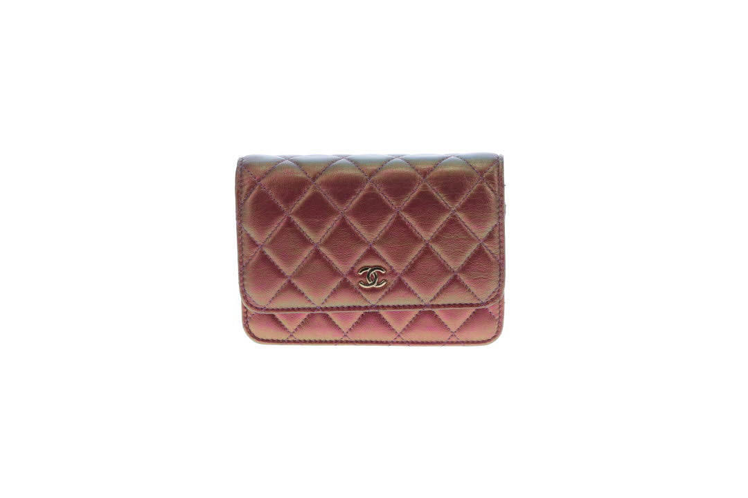 Chanel Mini Wallet on Chain Pink Iridescent Leather GHW 2020