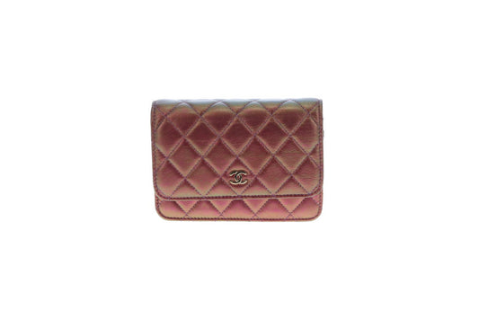 Chanel Mini Wallet on Chain Pink Iridescent Leather GHW 2020