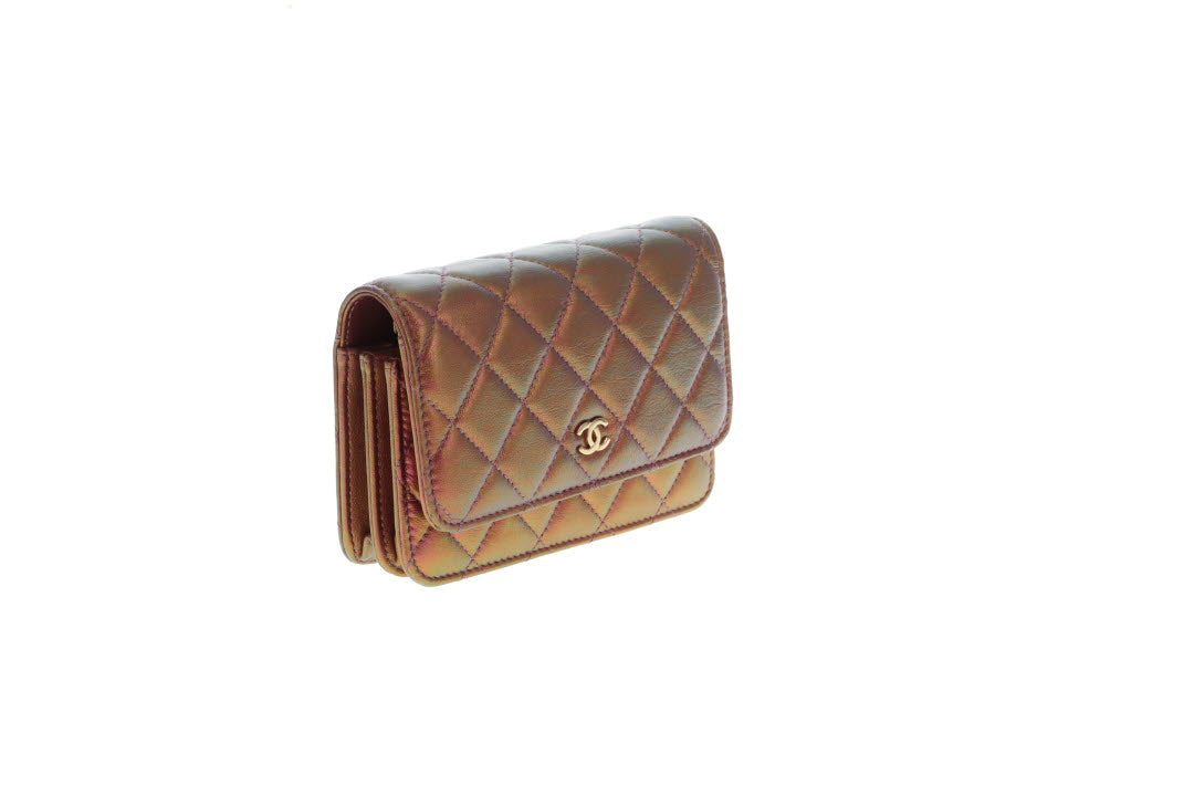 Chanel Mini Wallet on Chain Pink Iridescent Leather GHW 2020