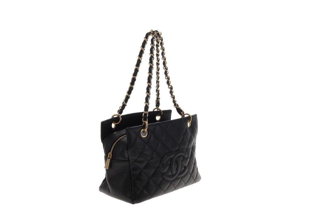 Chanel Petite Timeless Tote (PTT) In Black Caviar Calfskin Leather Vintage 2006/08