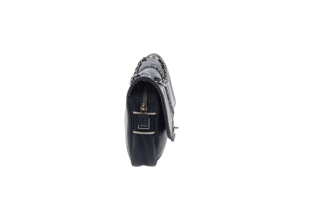 Chanel Sport Ligne Flap Bag Navy Blue Perforated Leather 2004/05