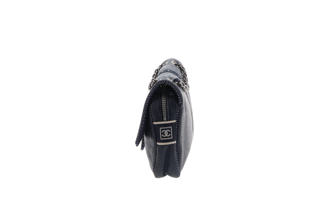 Chanel Sport Ligne Flap Bag Navy Blue Perforated Leather 2004/05