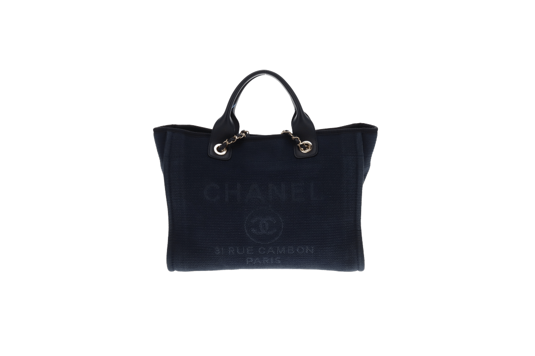 Chanel Small Deauville Tote Navy Blue 2022