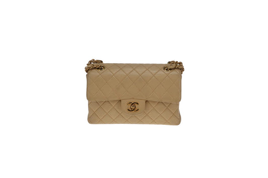 Chanel Double Sided Classic Flap In Beige Lambskin Leather And Gold Hardware Vintage 1996/97