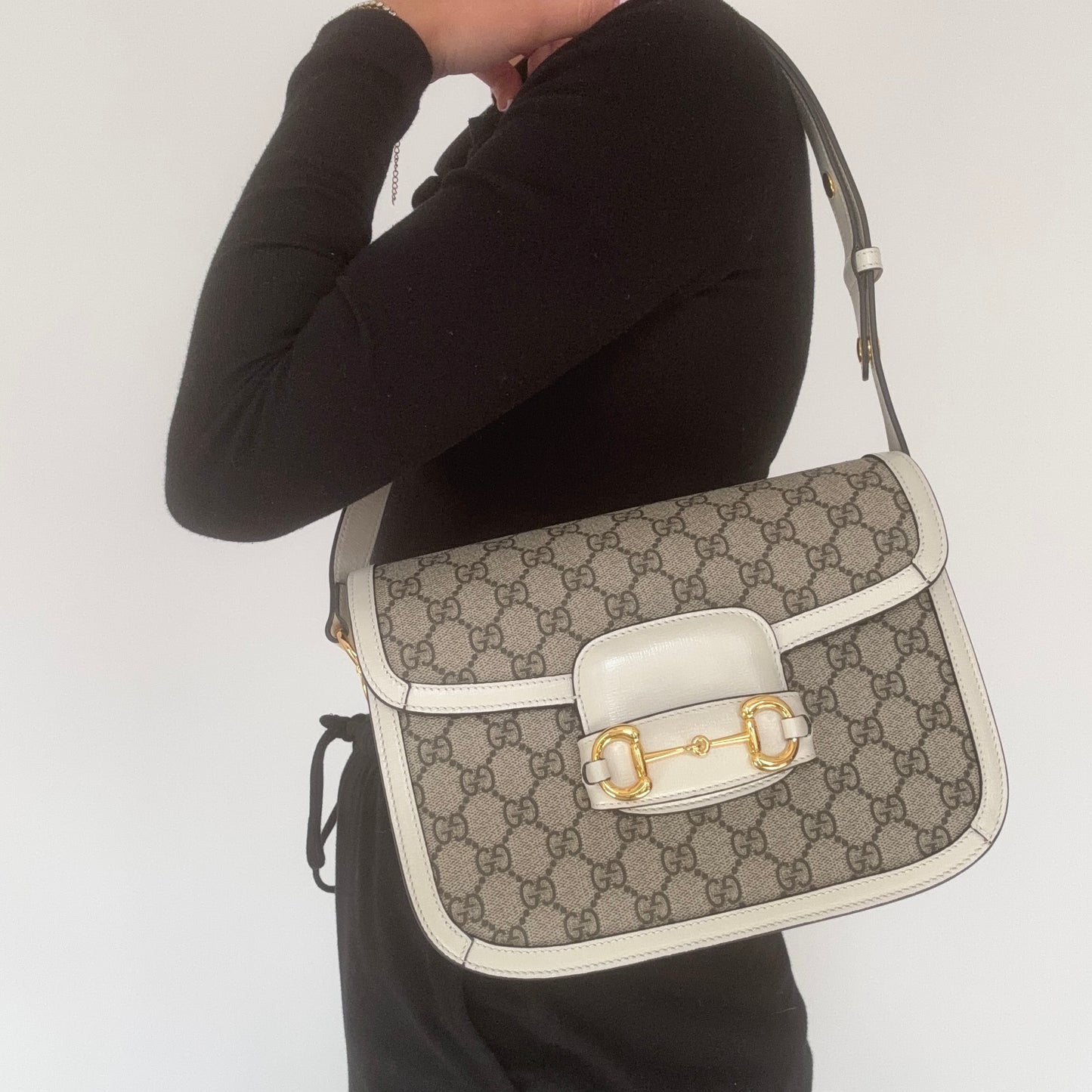 Gucci Horsebit 1955 Medium Shoulder Bag Ivory