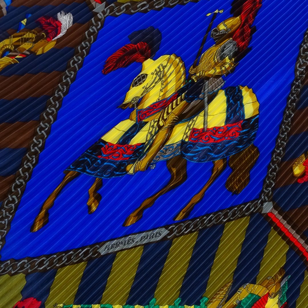 Hermes Chocs En Plumes Pleated Silk Scarf