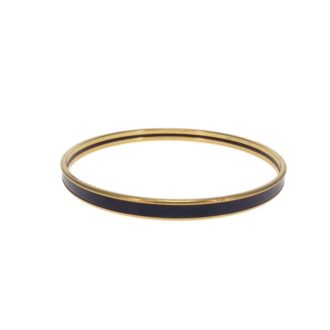 Hermes Printed Enamel Bangle 65 Blue & Gold