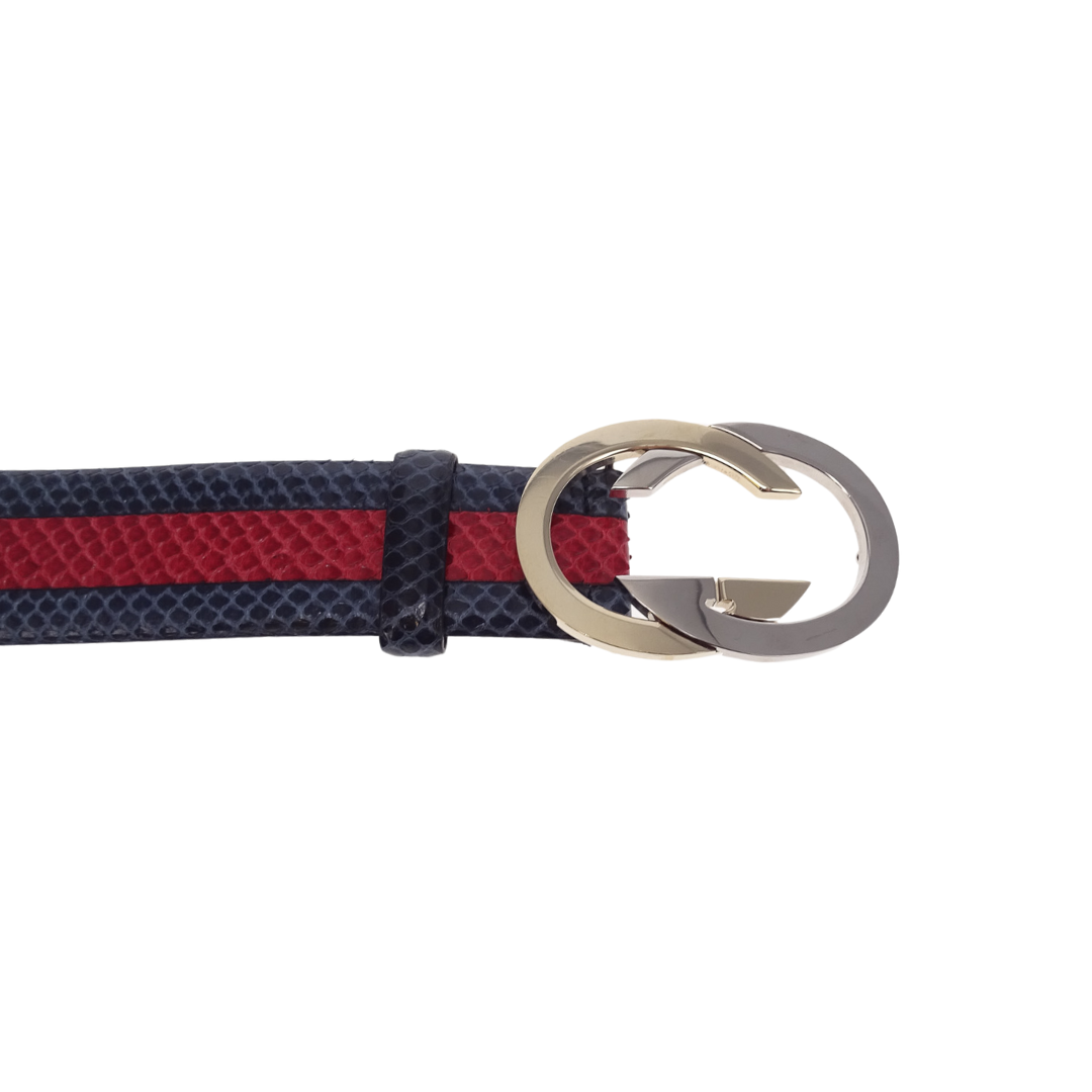 Gucci Red and Blue Snake Belt 85cm