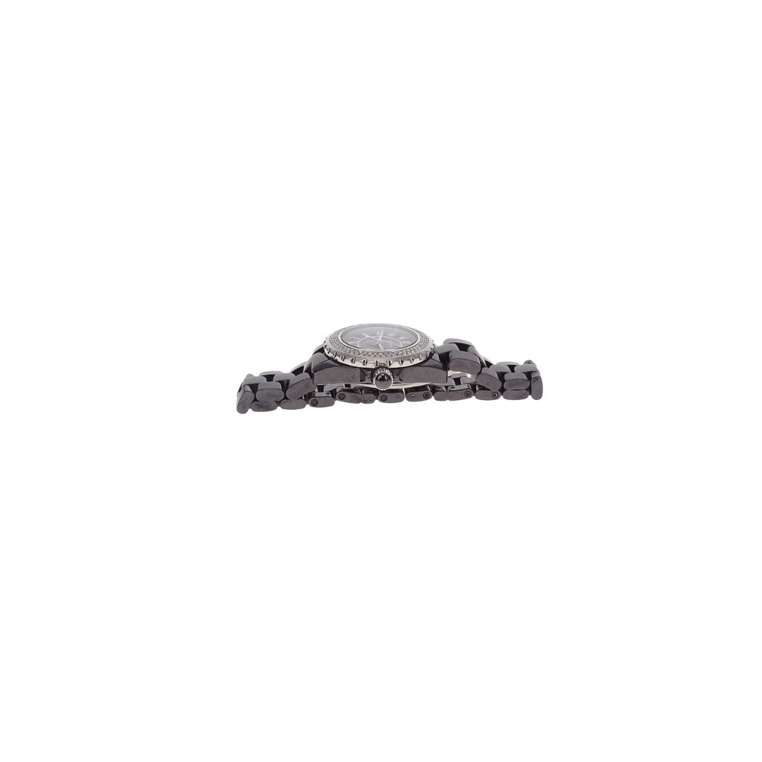 Chanel J12 Quartz Movement & Black Ceramic Strap With Pave Diamonds 29mm
