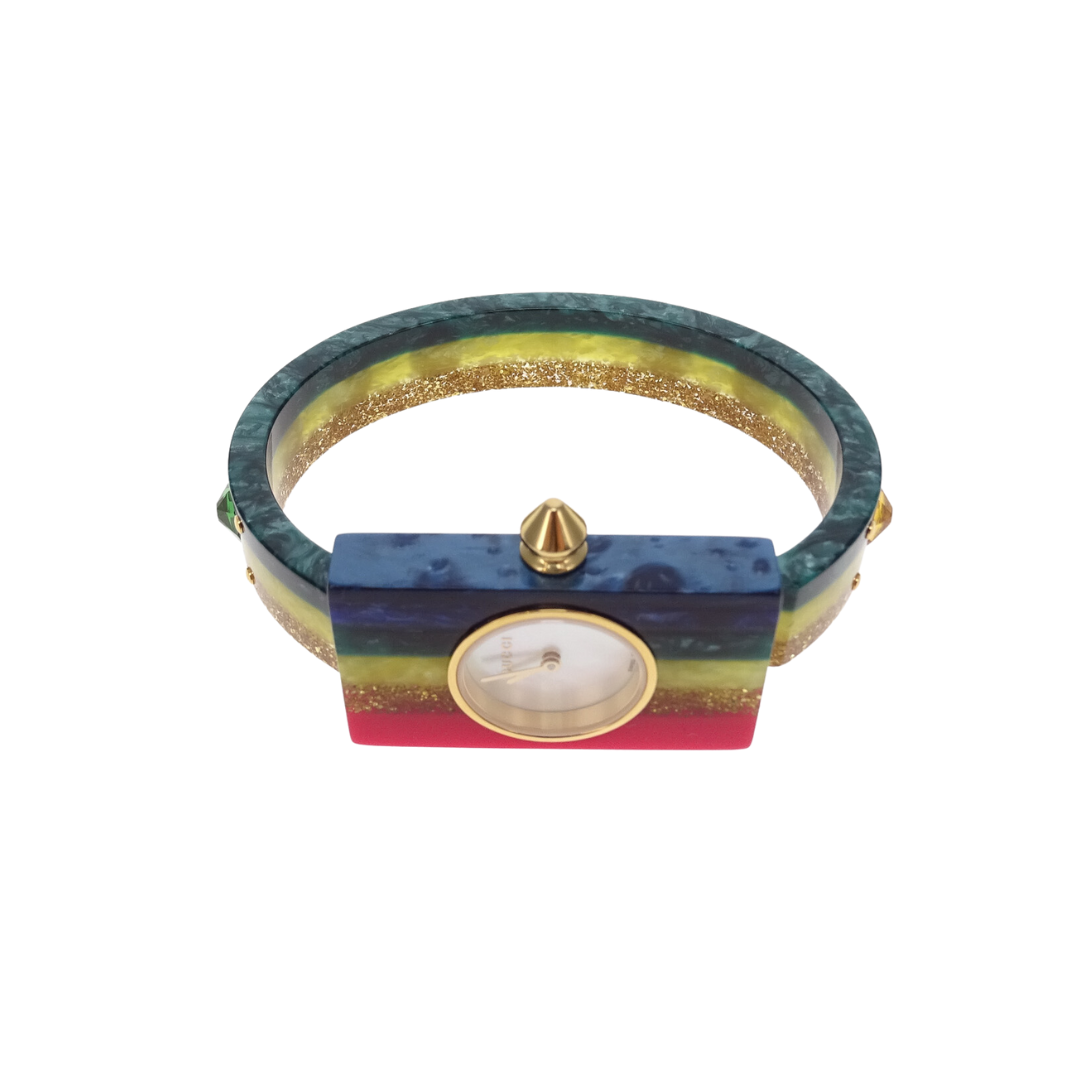Gucci Swiss Rainbow Plexiglass and Goldtone Watch