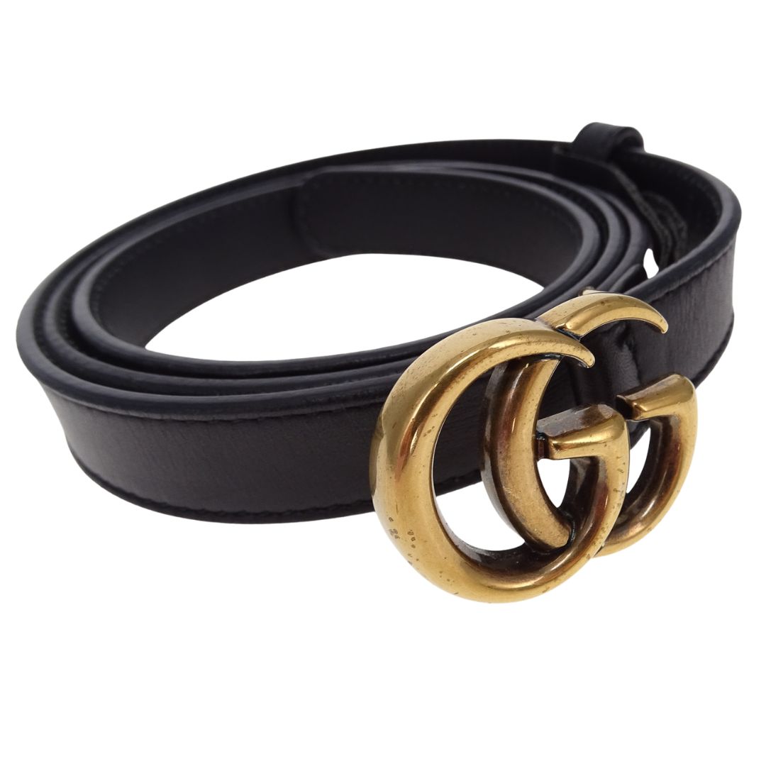 Gucci GG Belt Thin Model Black GHW 90cm